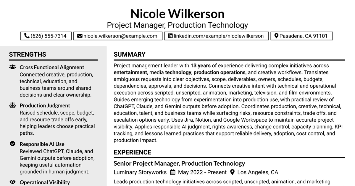 7 Project Manager Resume Templates with Example