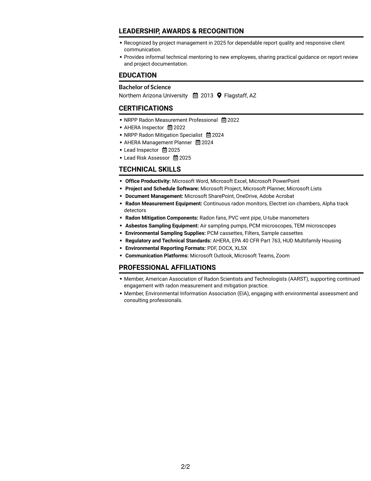 Resume example — page 2