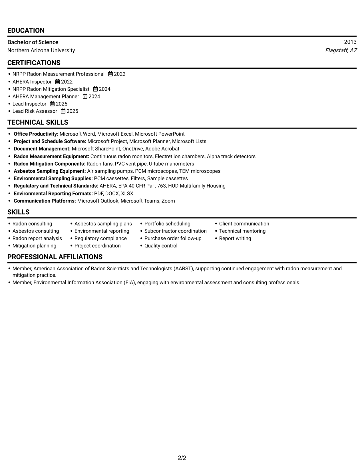 Resume example — page 2