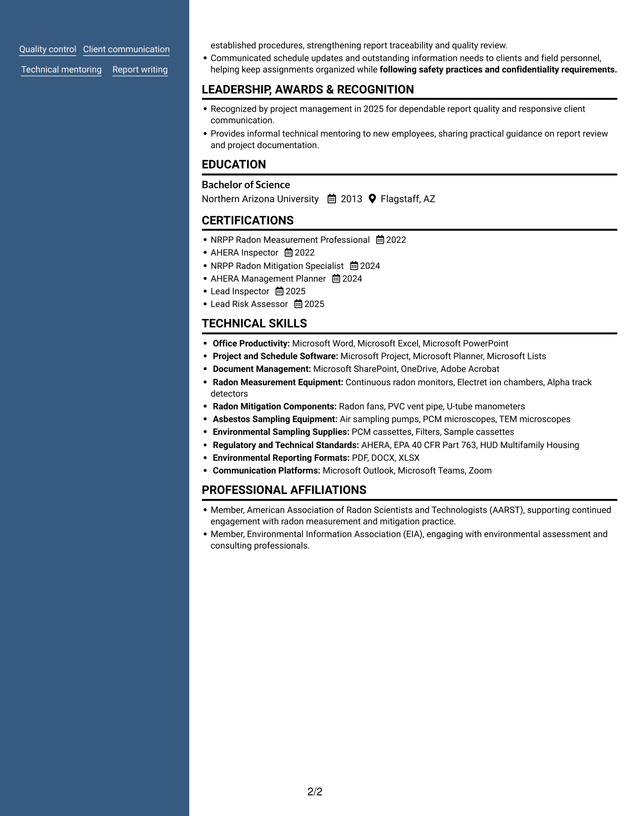 Resume example — page 2