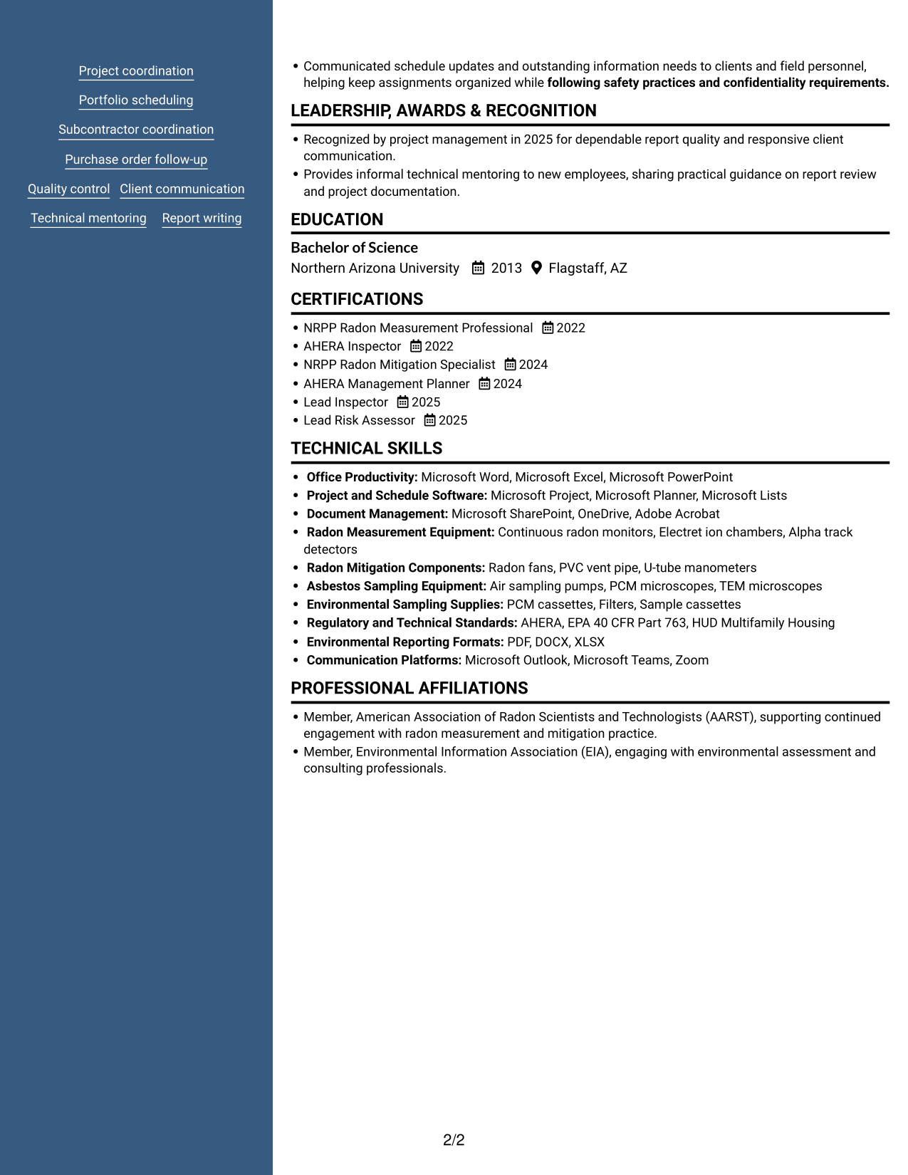 Resume example — page 2