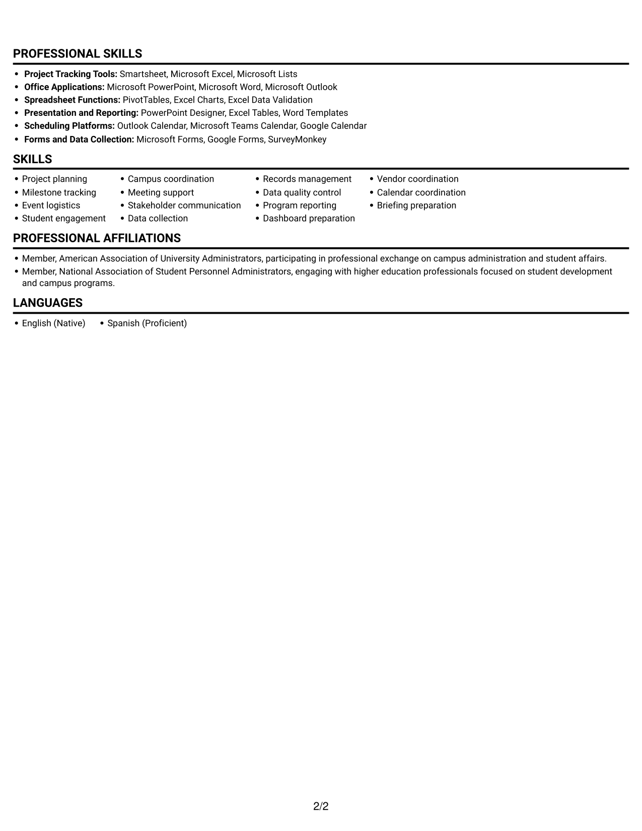 Resume example — page 2
