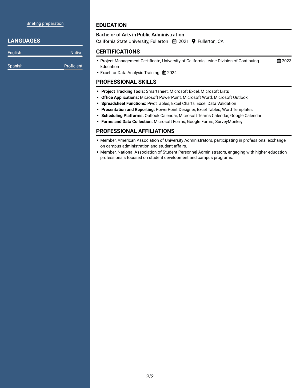 Resume example — page 2