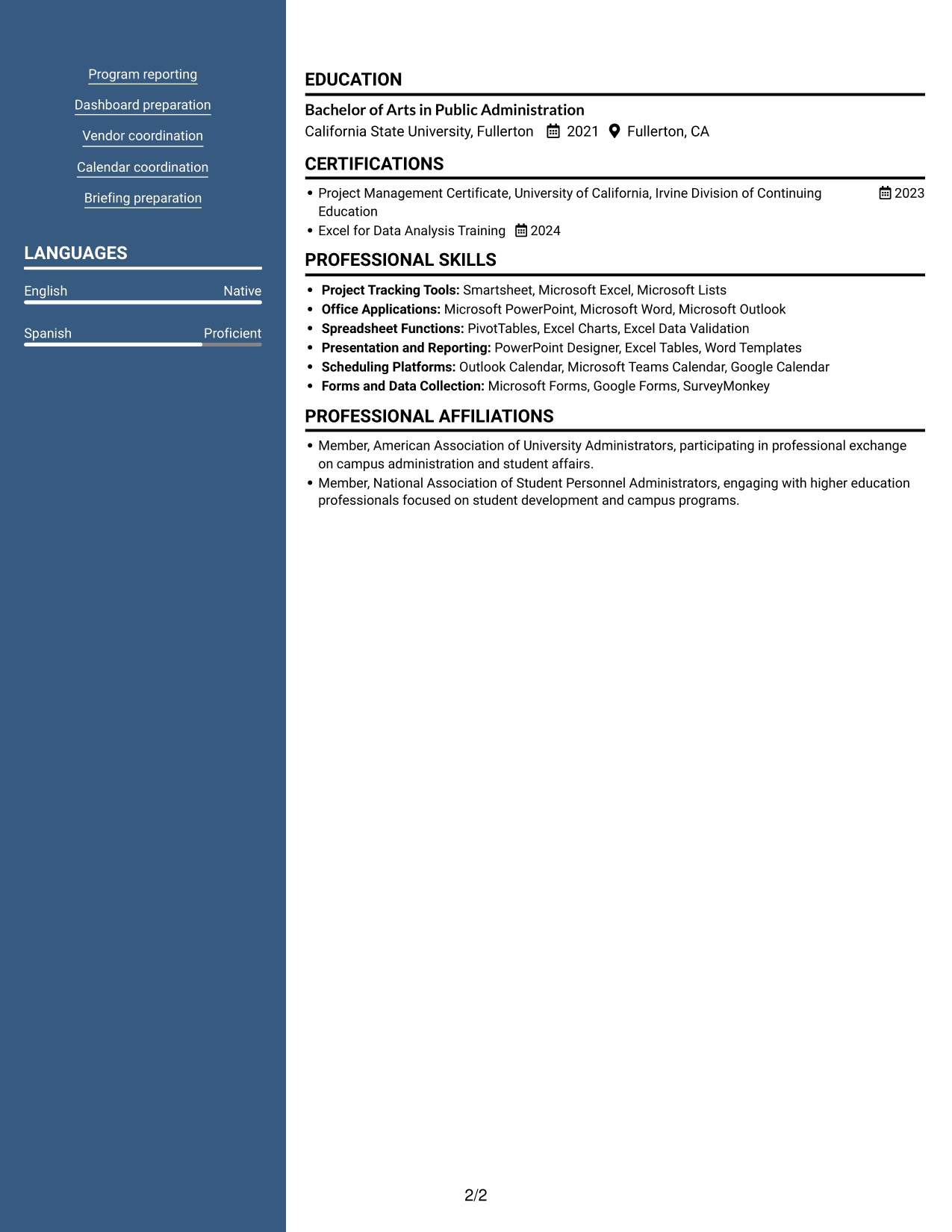 Resume example — page 2
