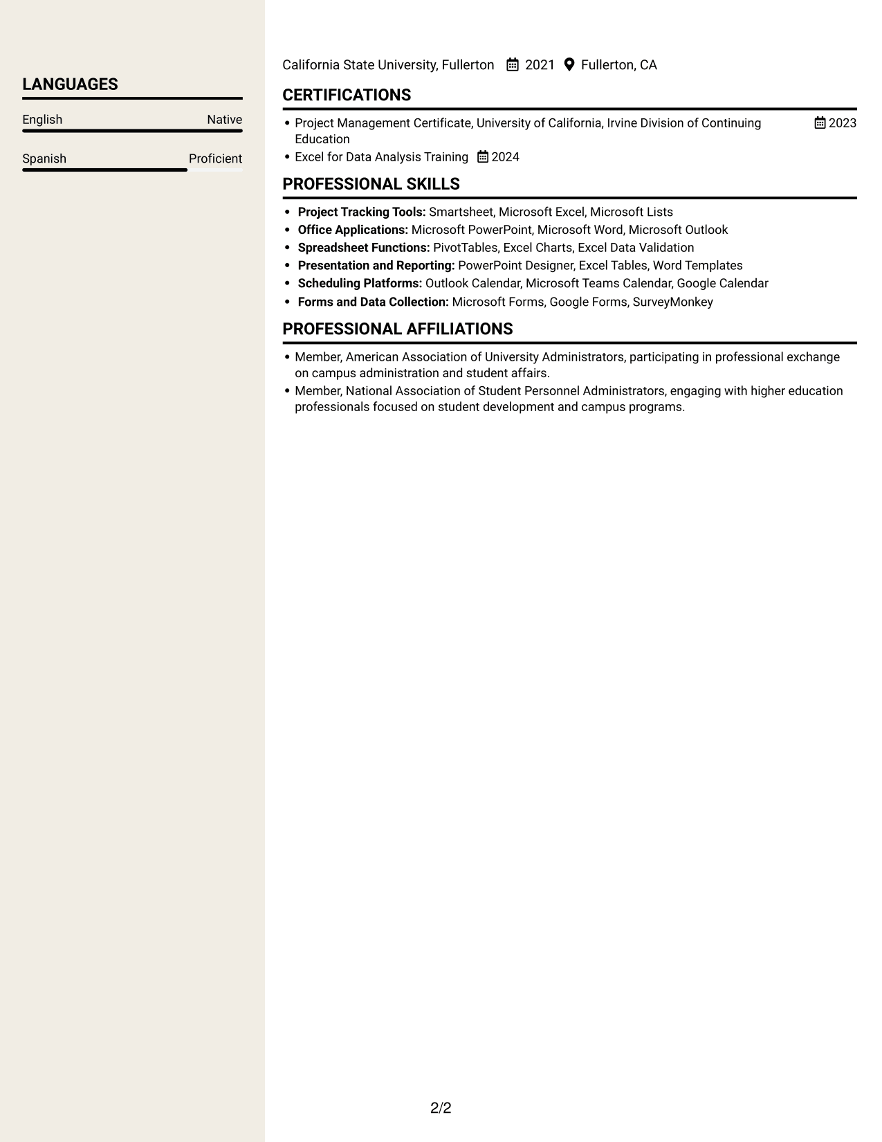 Resume example — page 2