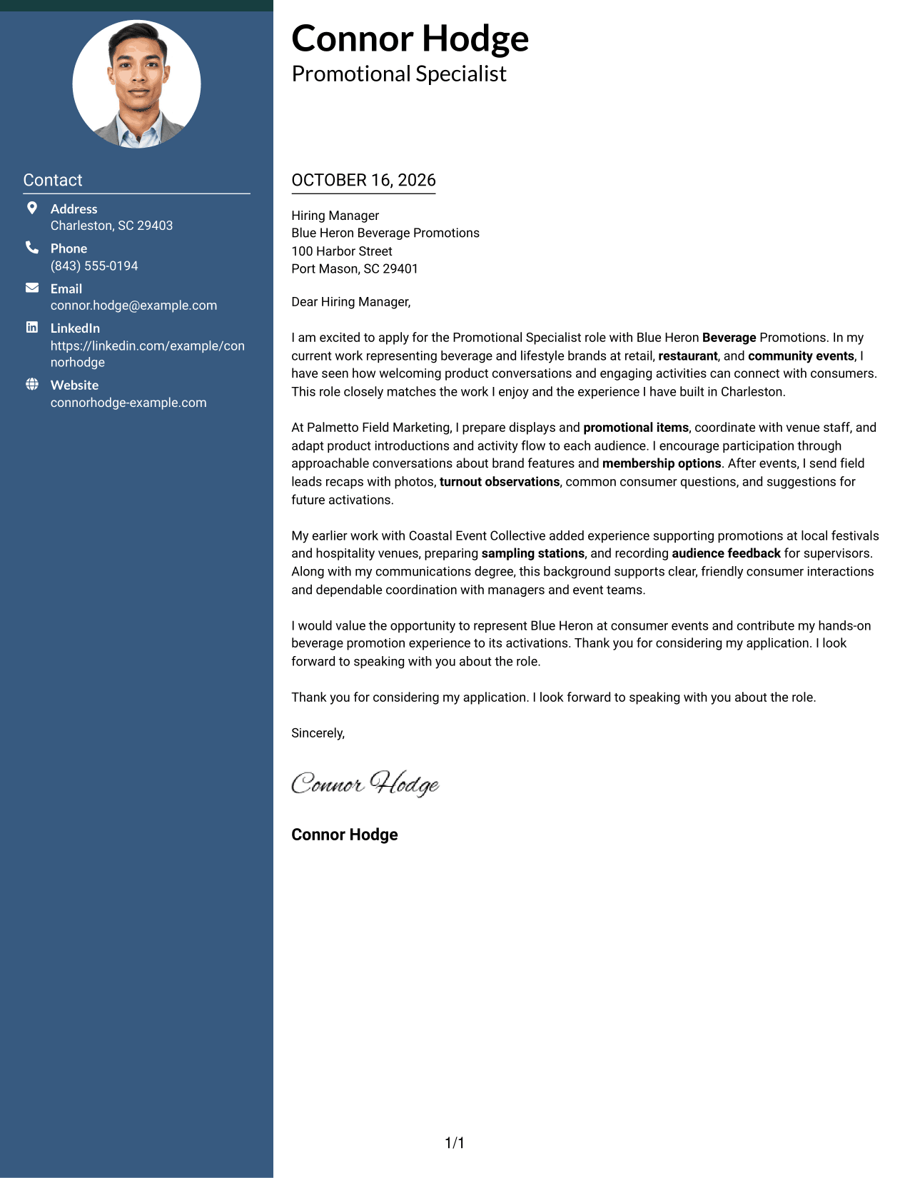 Cover letter example — page 1