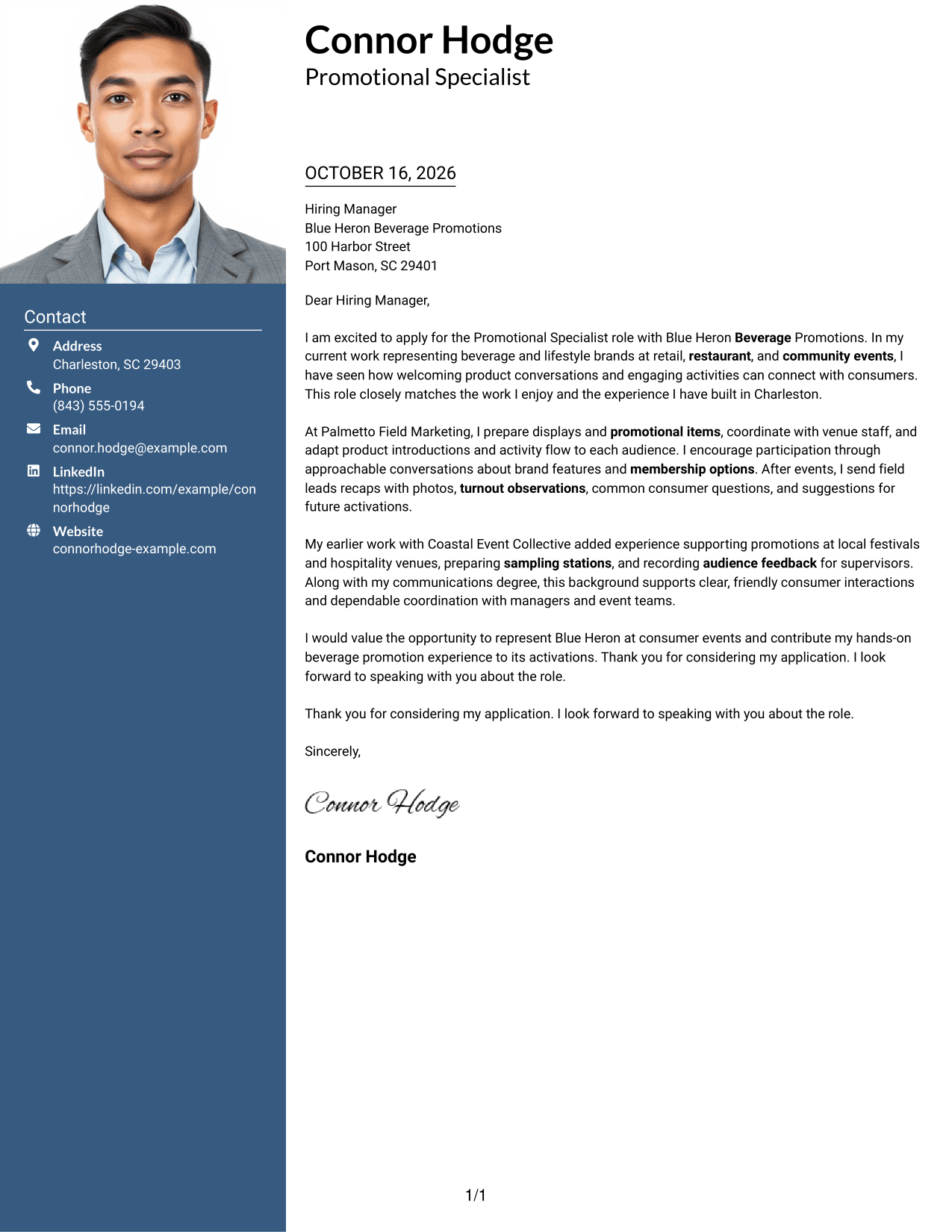 Cover letter example — page 1