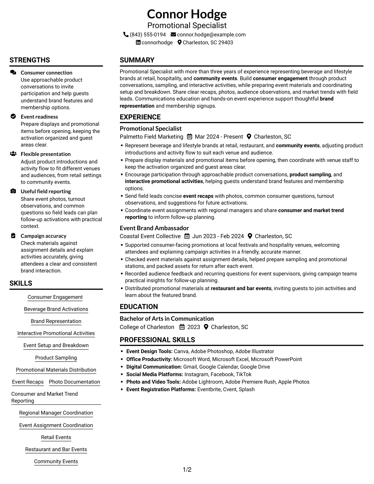 Resume example — page 1