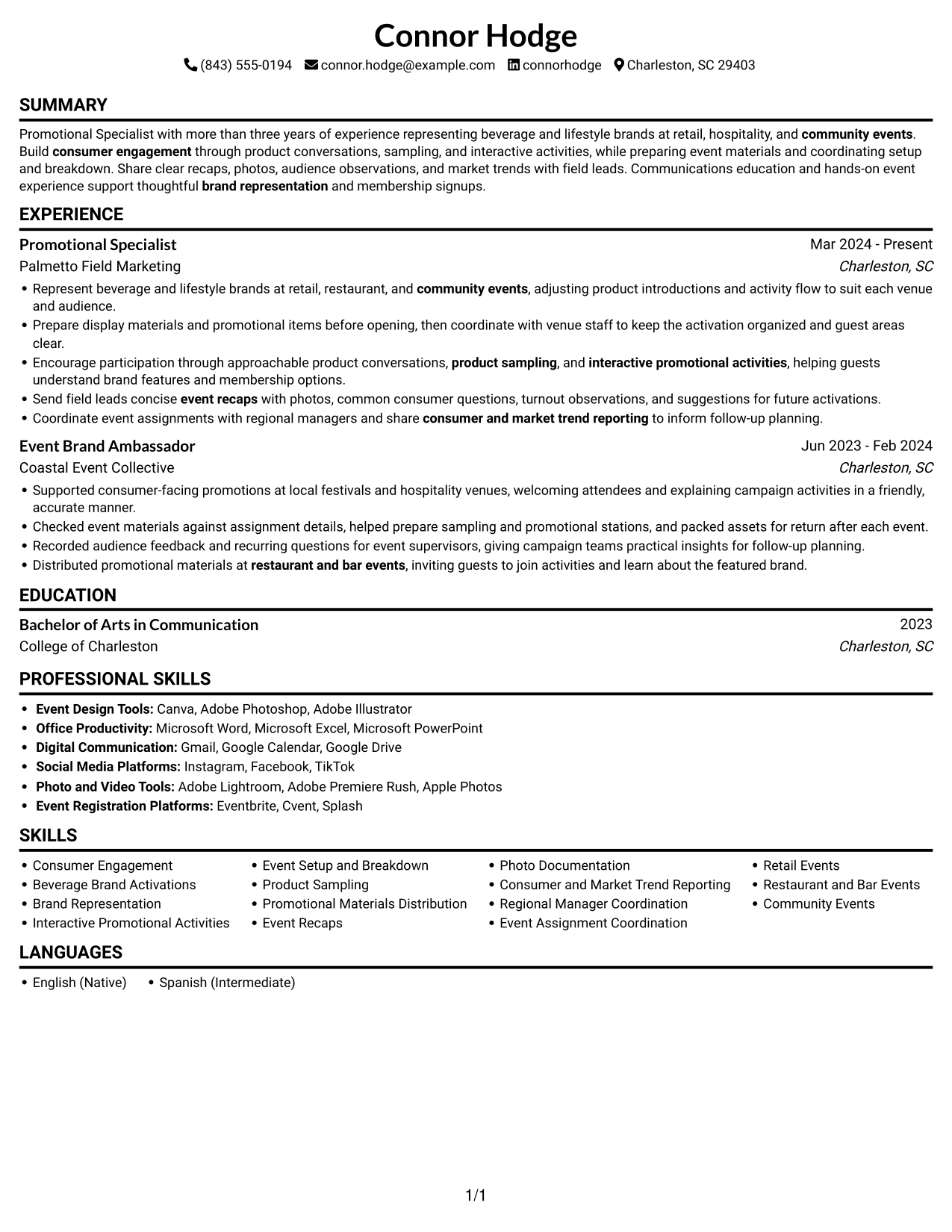 Resume example — page 1