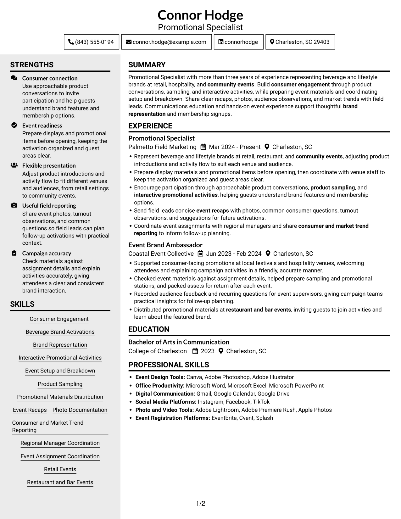 Resume example — page 1