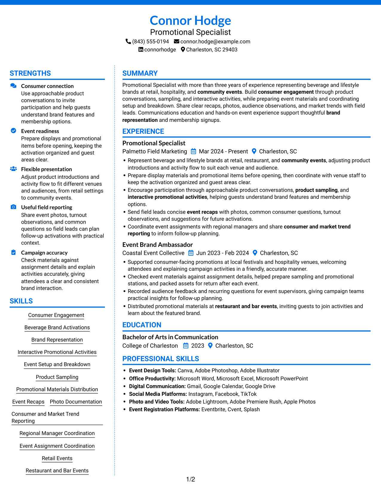 Resume example — page 1
