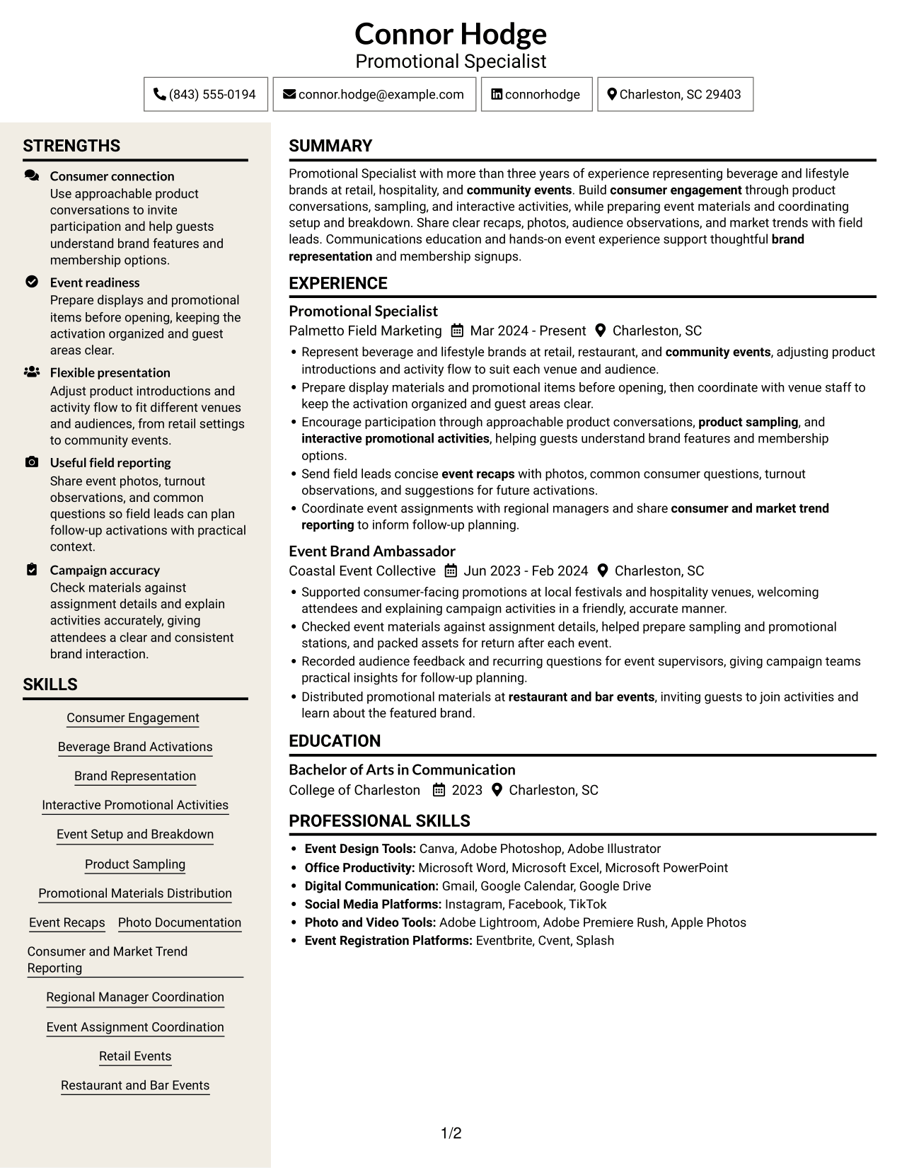 Resume example — page 1