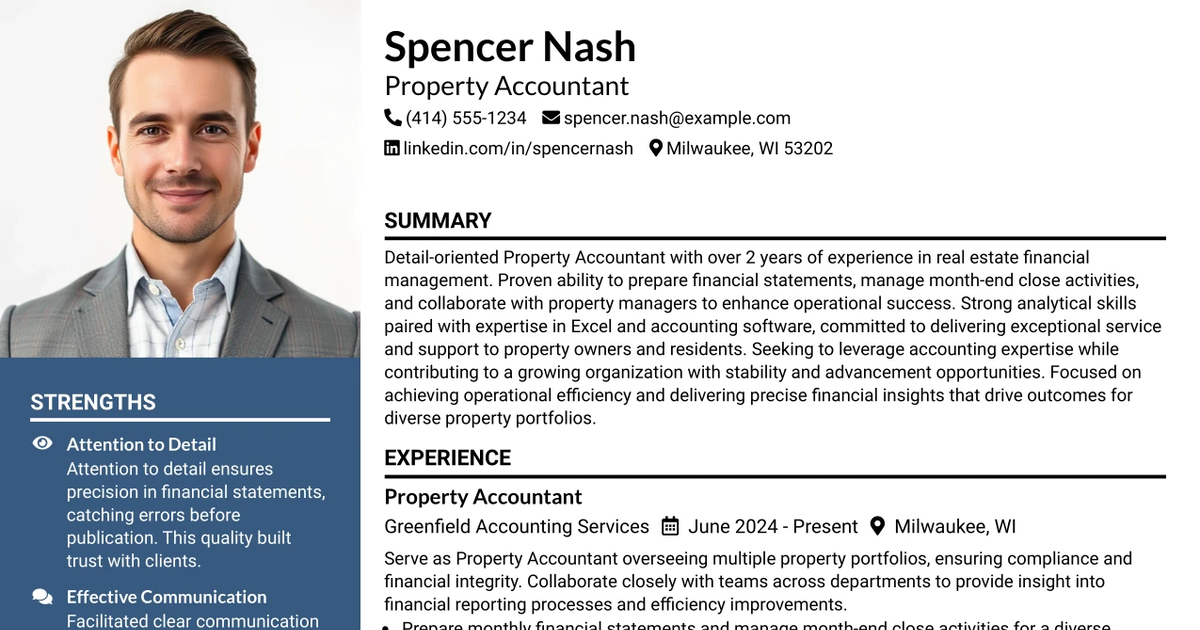 33 Property Accountant Resume Templates with Example 2026 (ATS-Optimized)