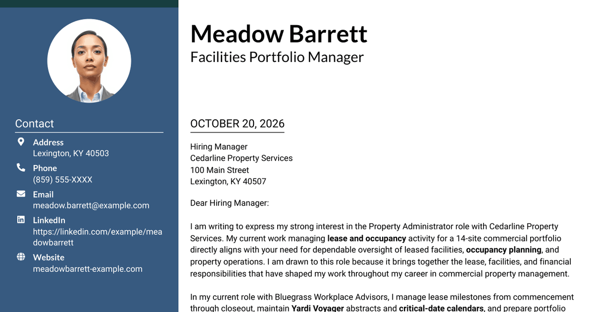 7 Property Administrator - Lease and Occupancy Management Cover Letter Templates with Example