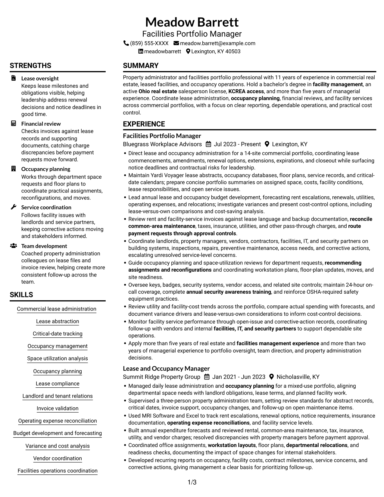 Resume example — page 1