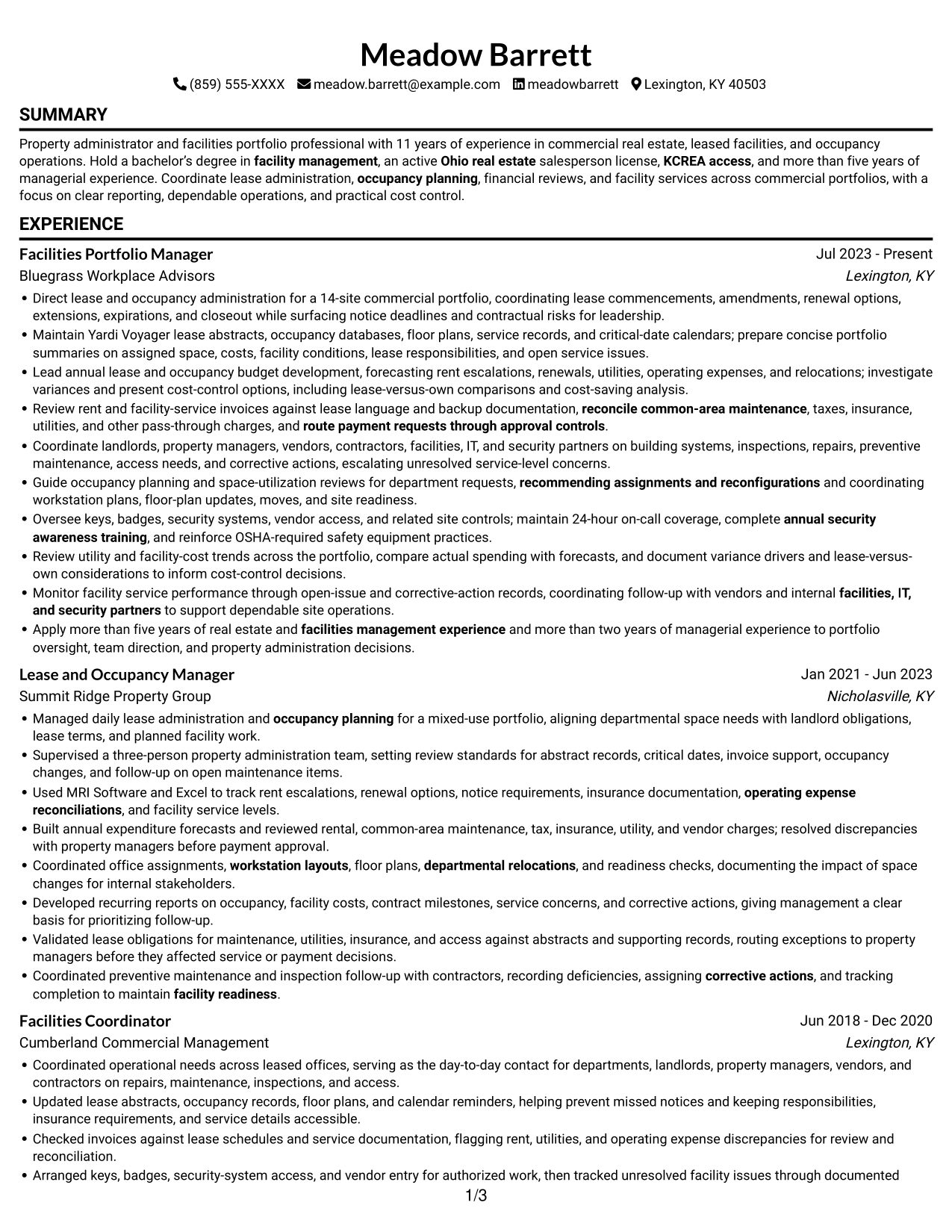 Resume example — page 1