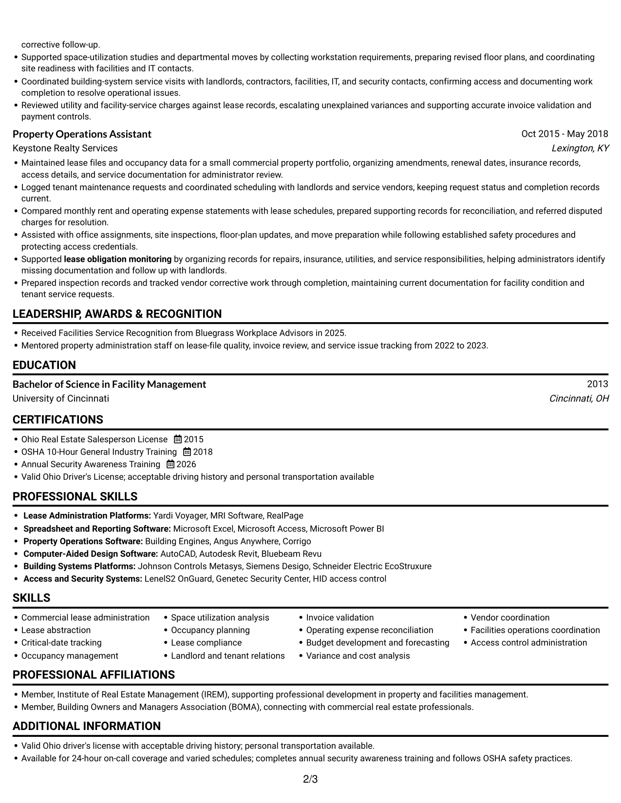 Resume example — page 2