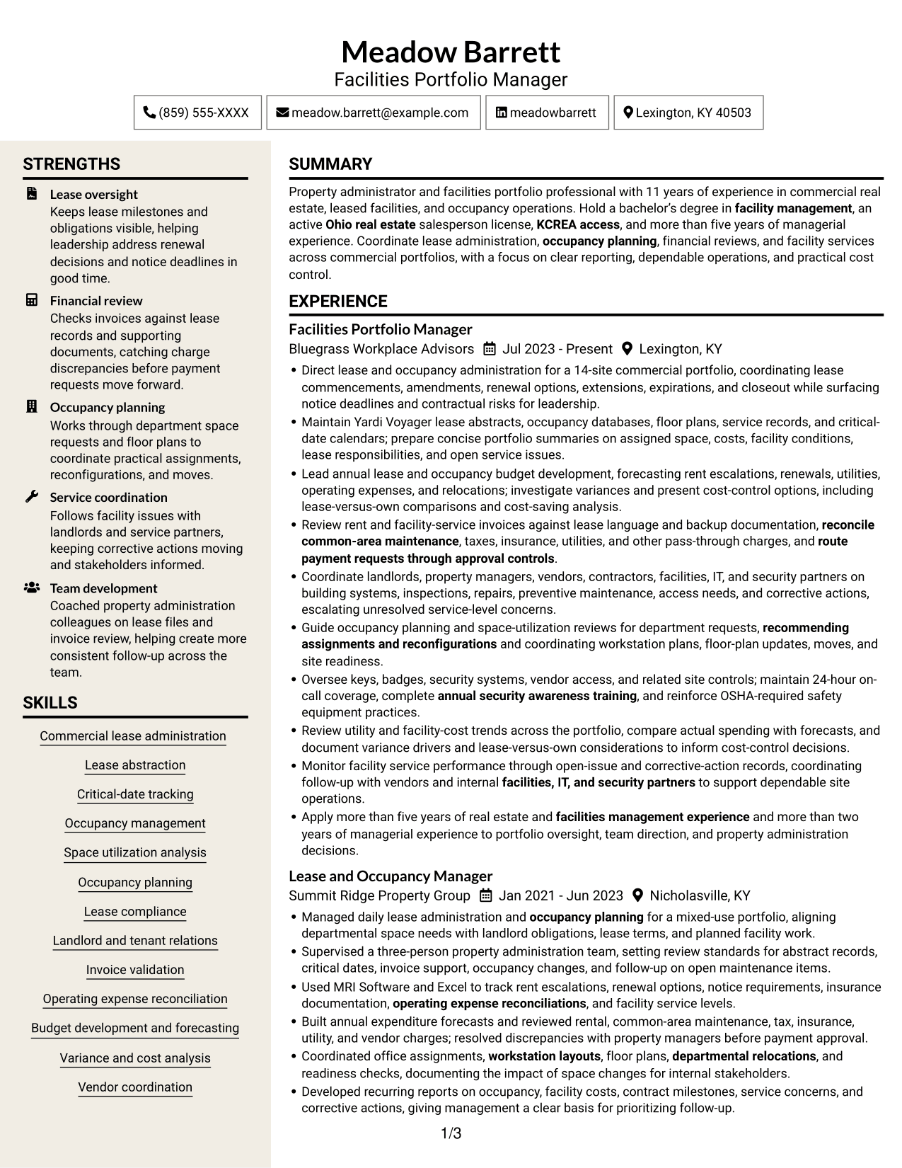 Resume example — page 1
