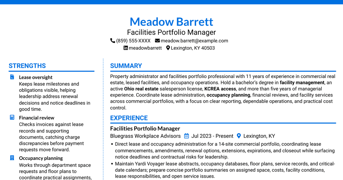 7 Property Administrator - Lease and Occupancy Management Resume Templates with Example