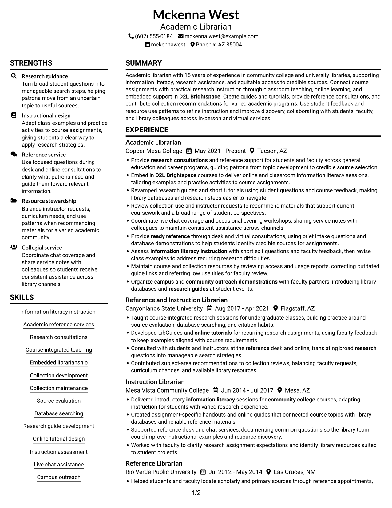 Resume example — page 1