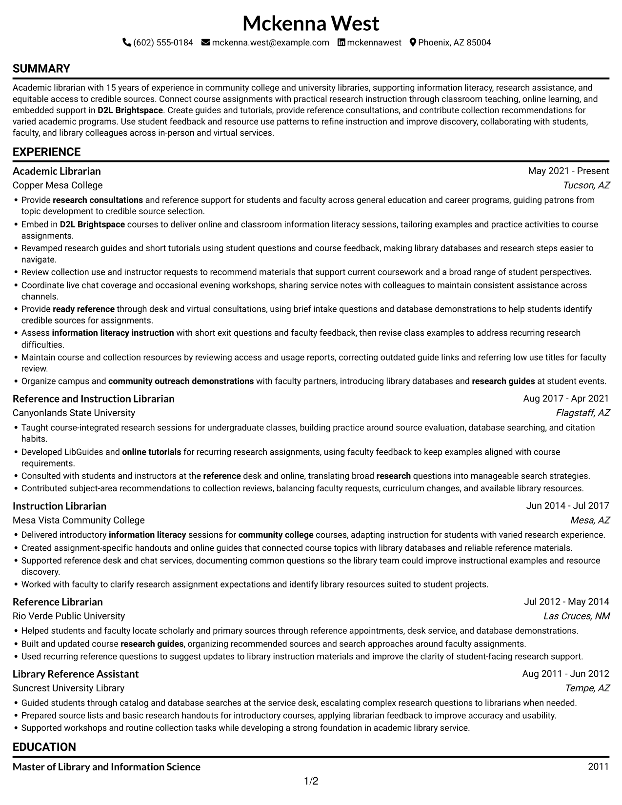 Resume example — page 1