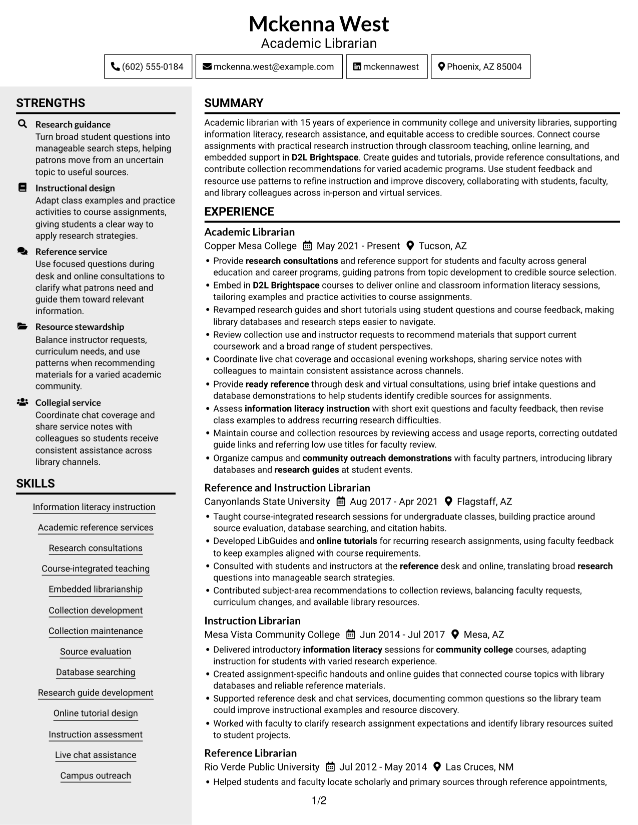 Resume example — page 1