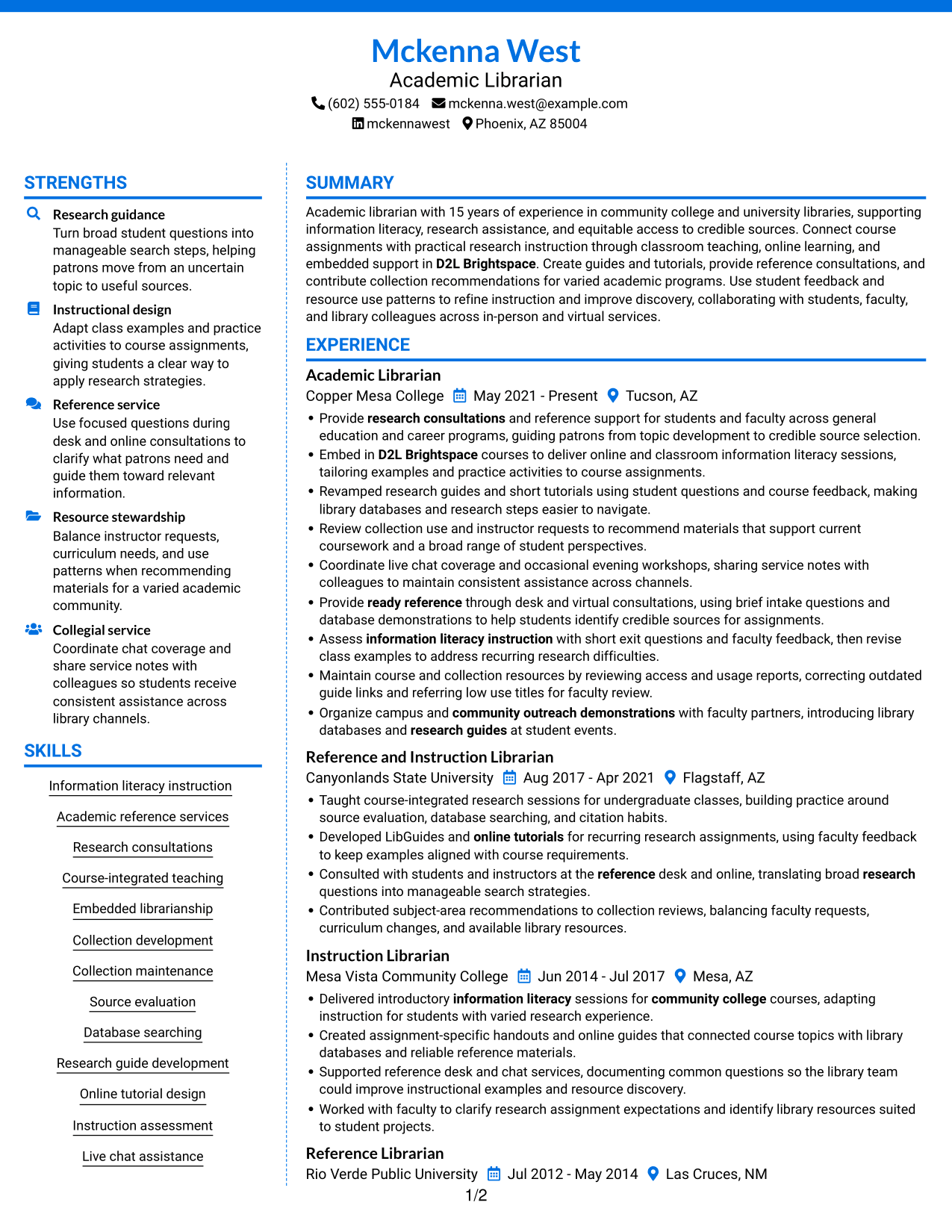 Resume example — page 1