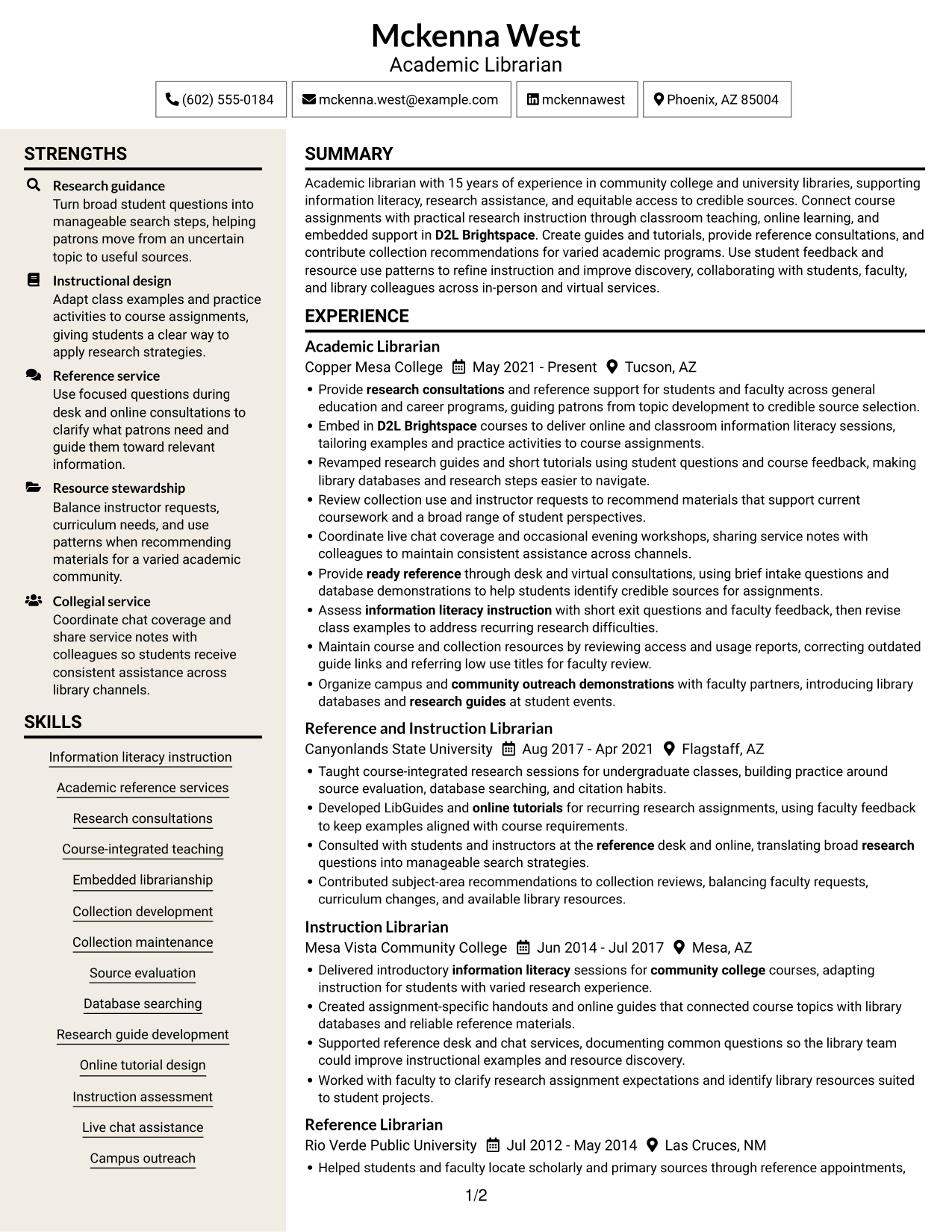 Resume example — page 1