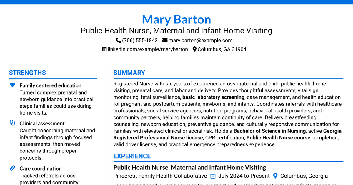 7 Public Health Nurse - Home Visiting Program Resume Templates with Example