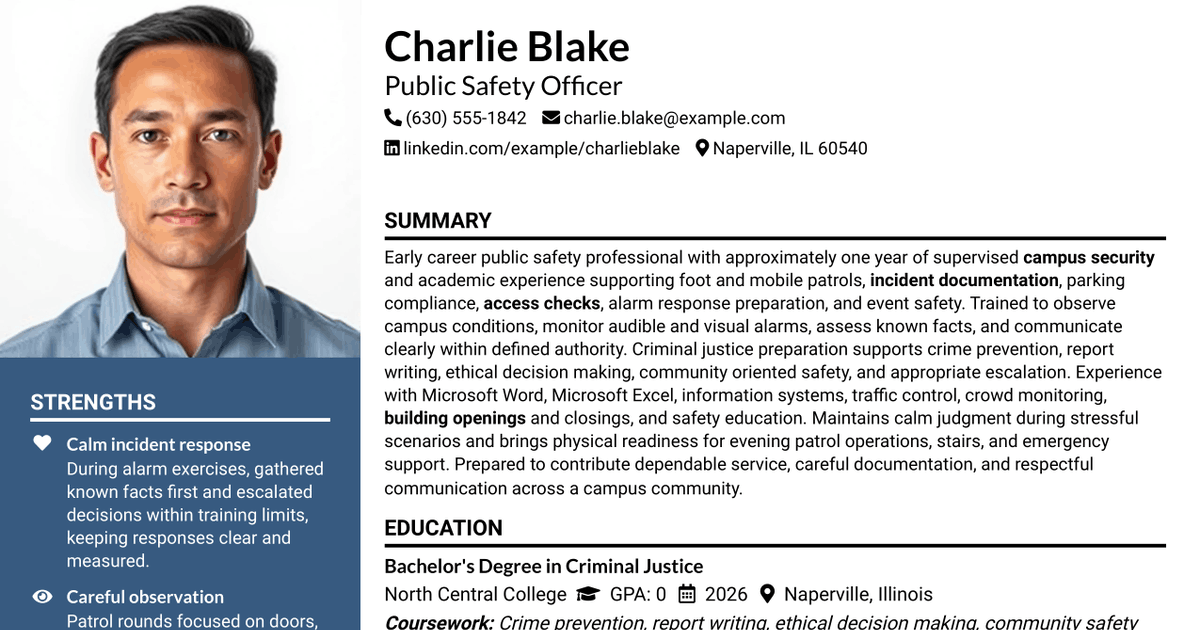 7 Public Safety Officer Resume Templates with Example