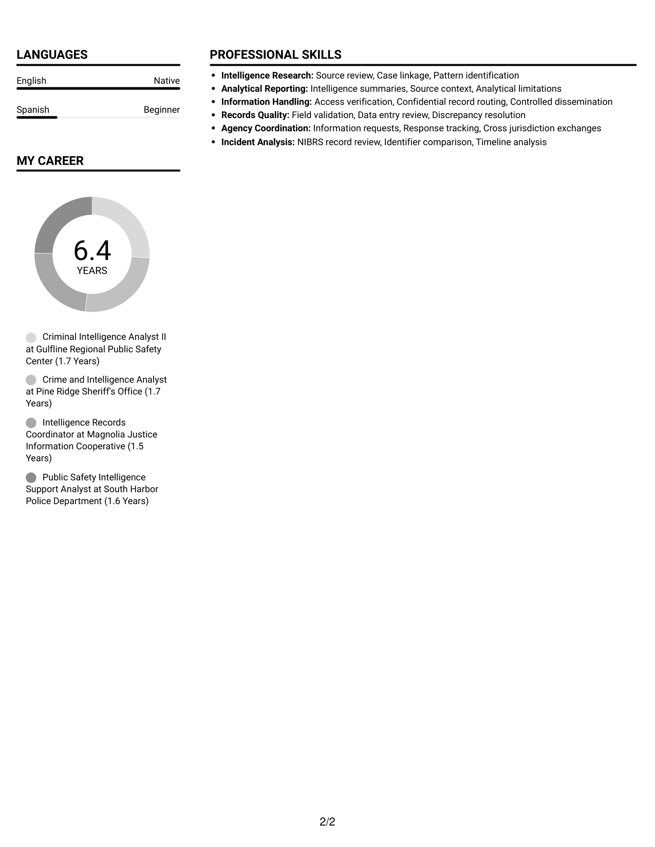 Resume example — page 2