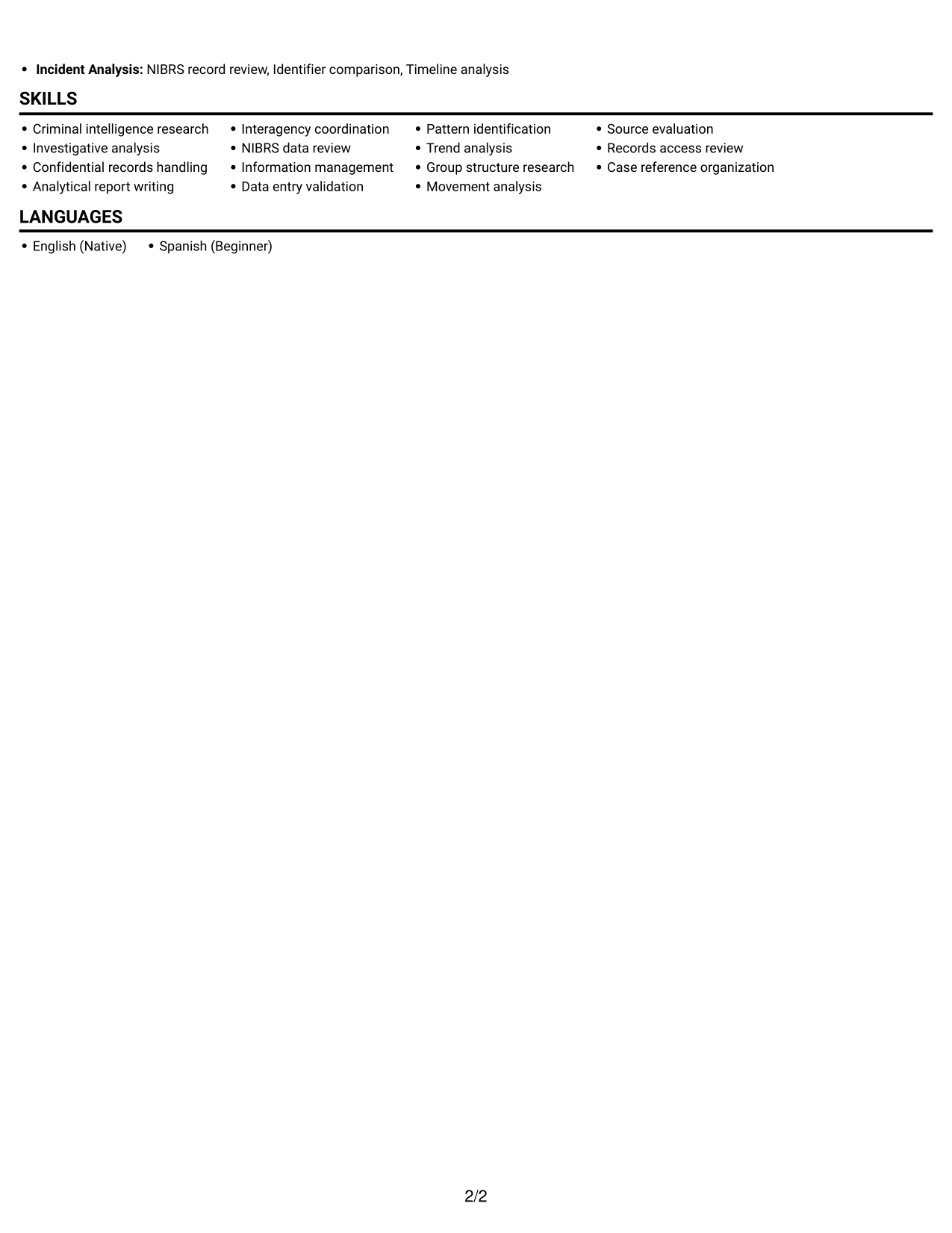 Resume example — page 2