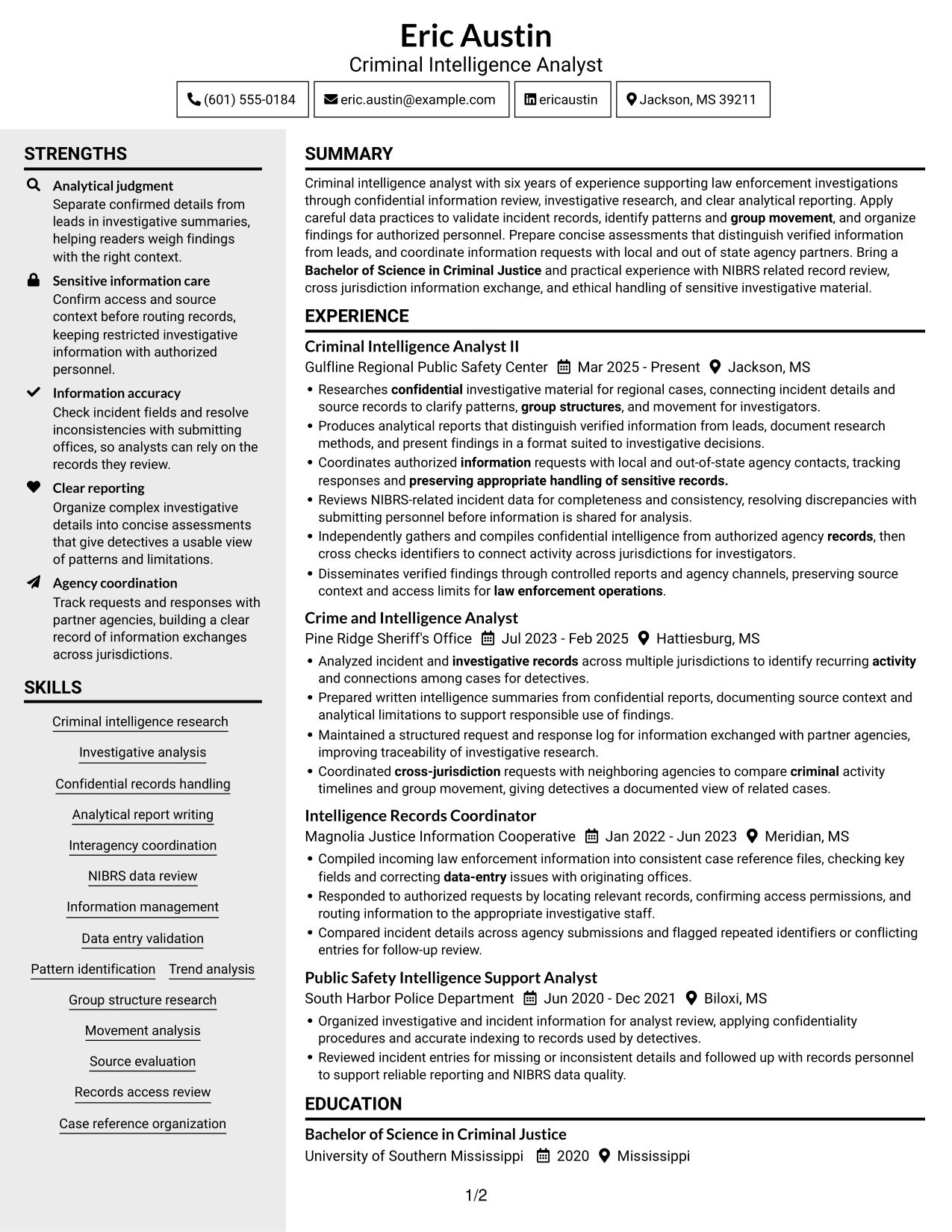 Resume example — page 1
