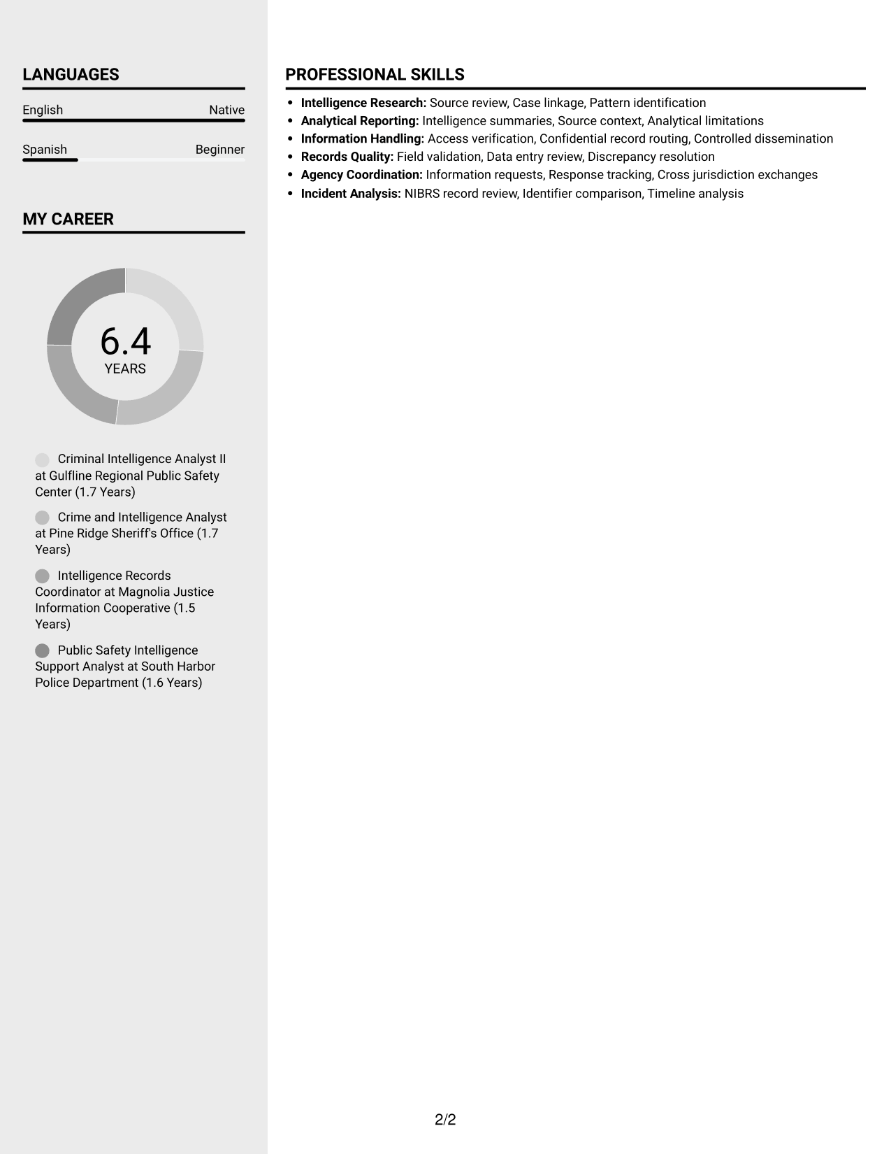 Resume example — page 2