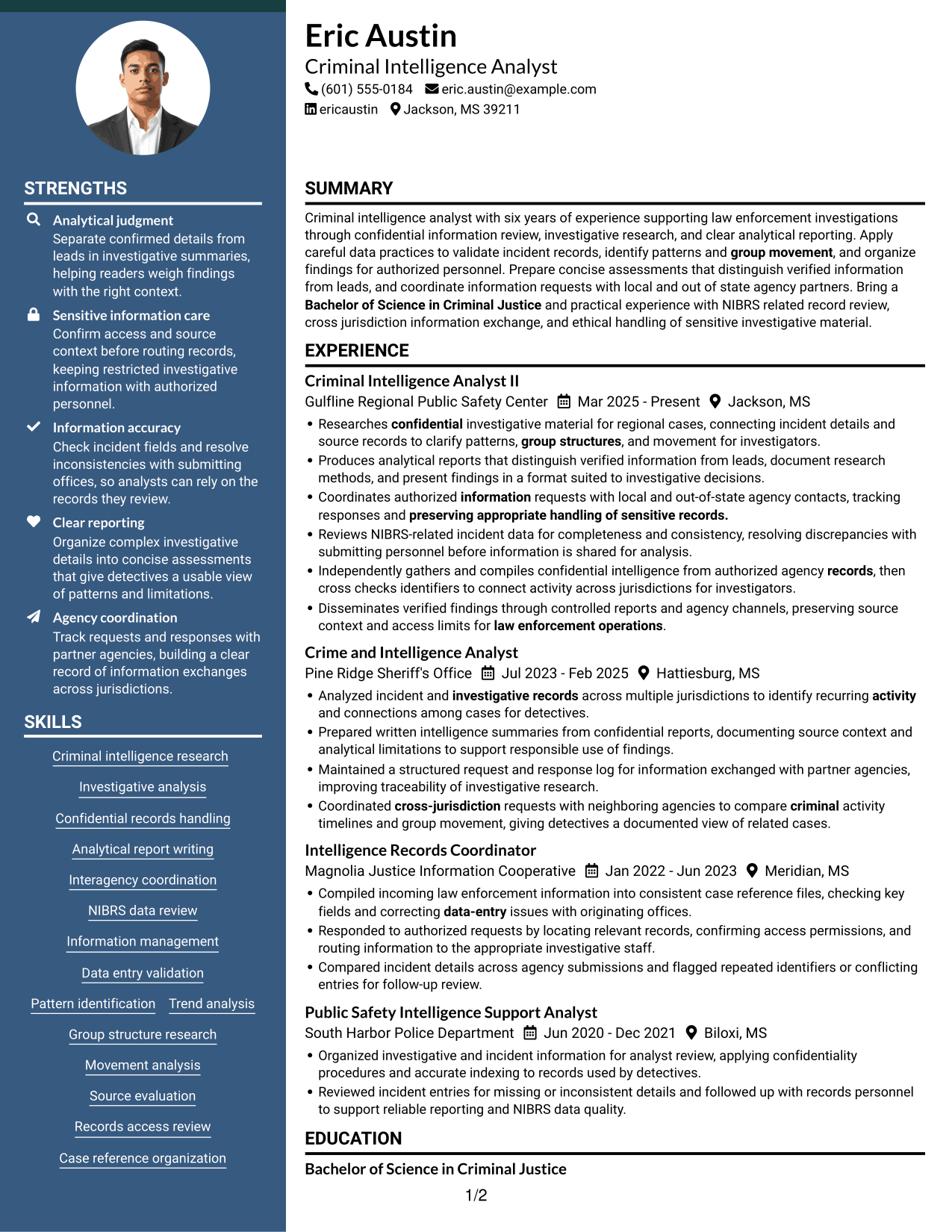 Resume example — page 1