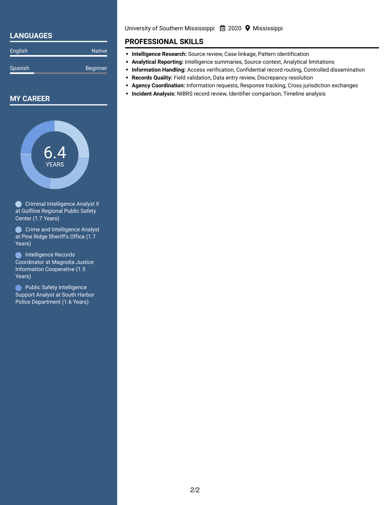 Resume example — page 2