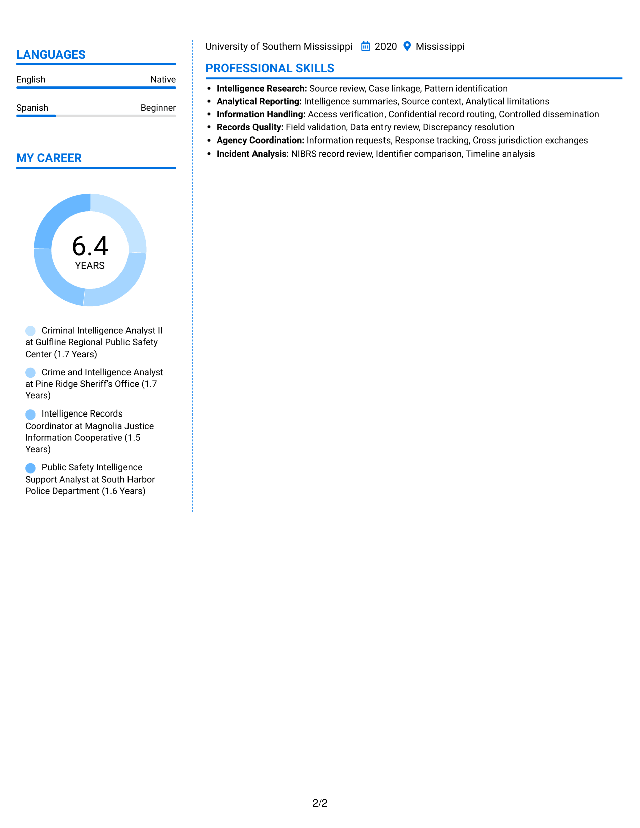 Resume example — page 2