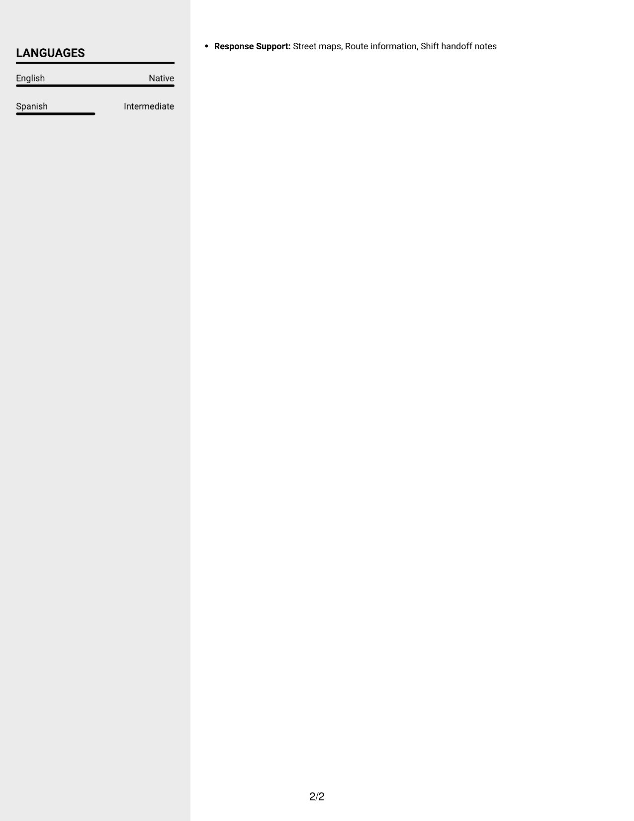 Resume example — page 2
