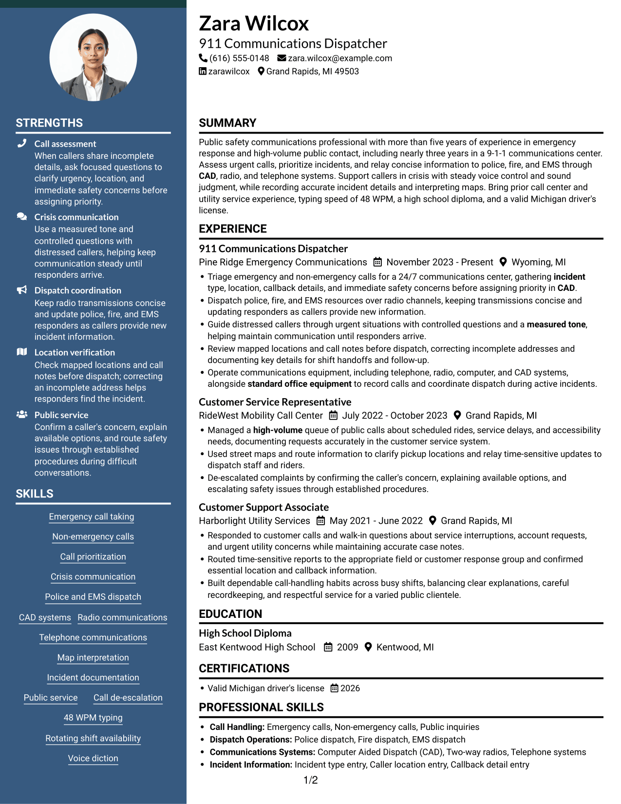 Resume example — page 1