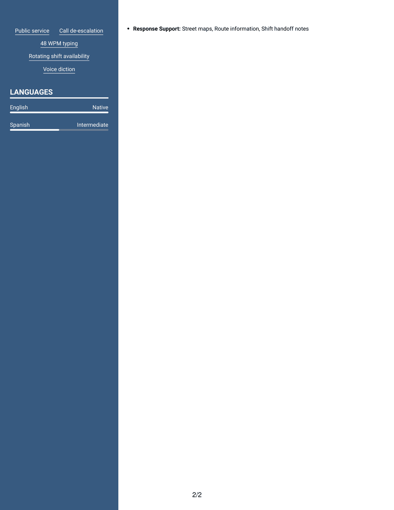 Resume example — page 2