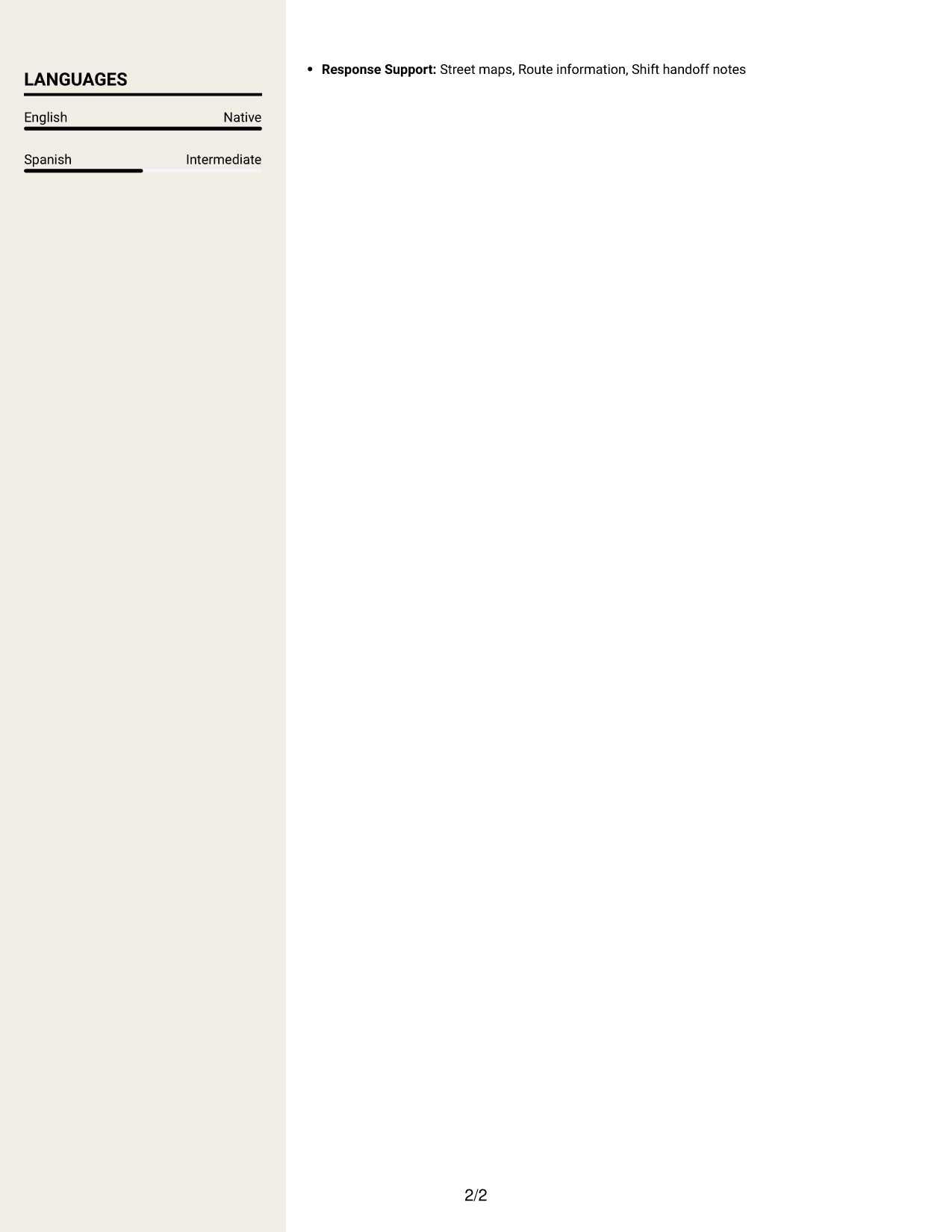 Resume example — page 2