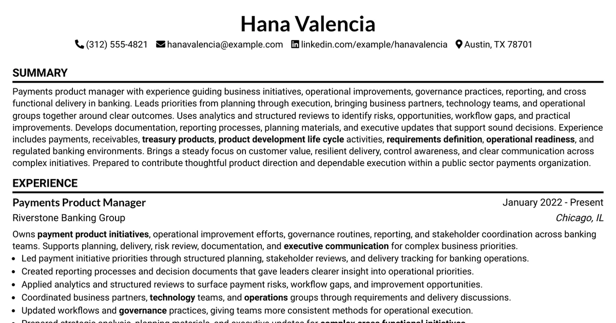 33 Public Sector Payments Product Manager Resume Templates with Example