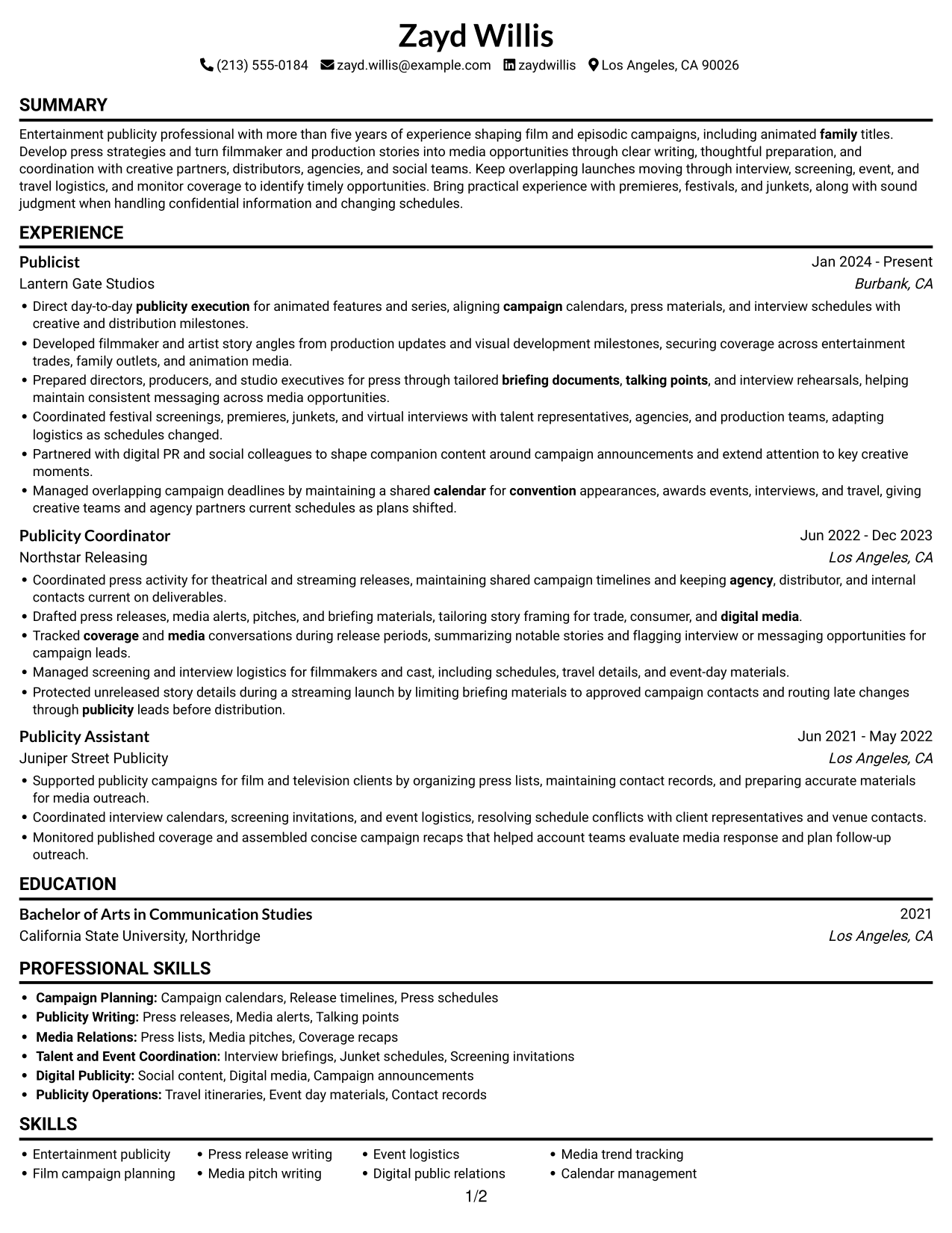 Resume example — page 1