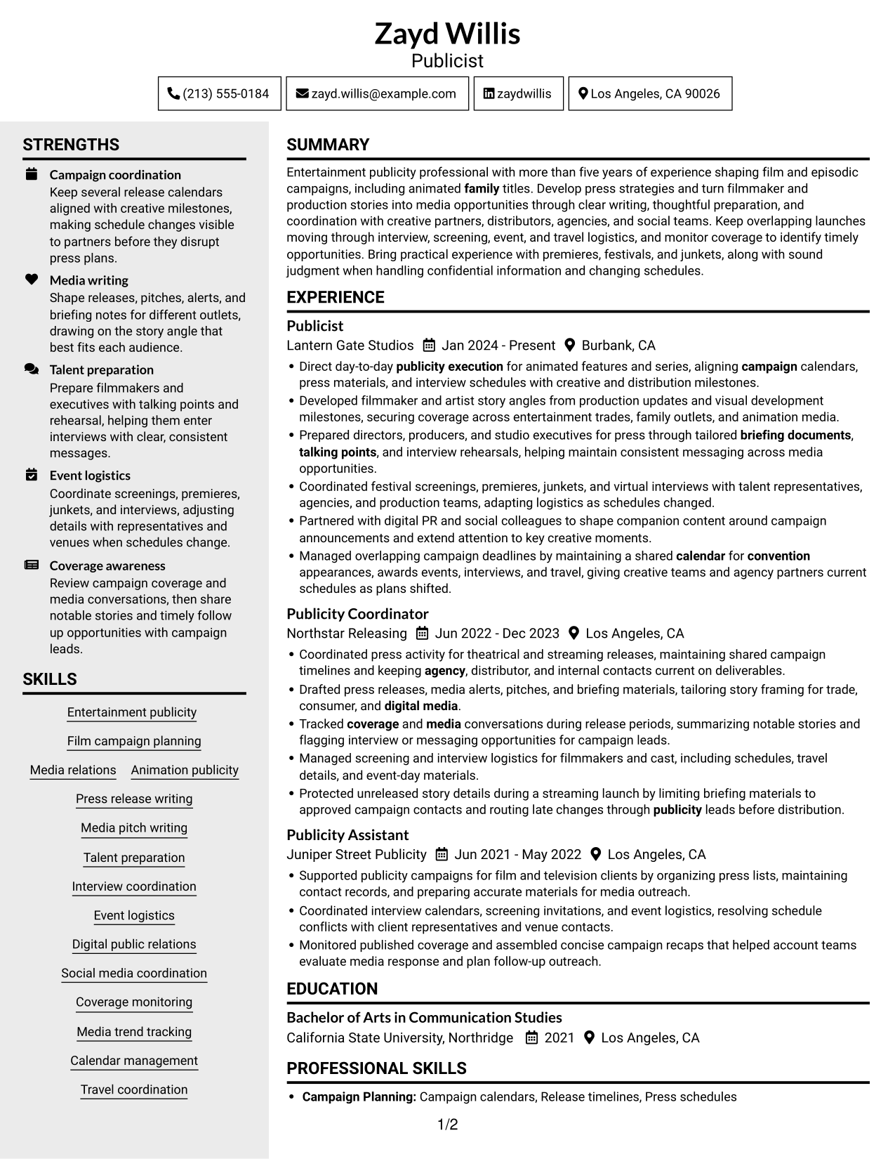 Resume example — page 1