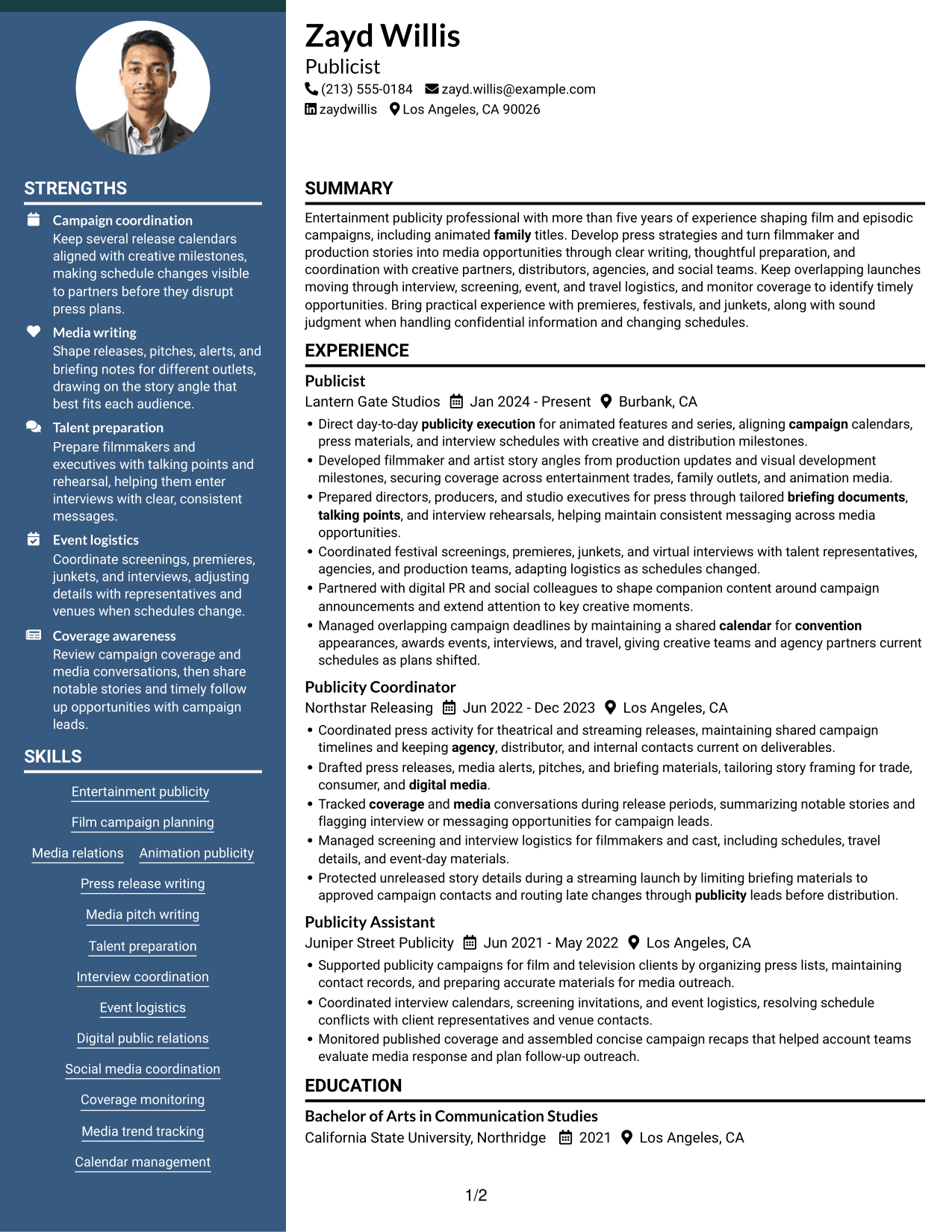 Resume example — page 1