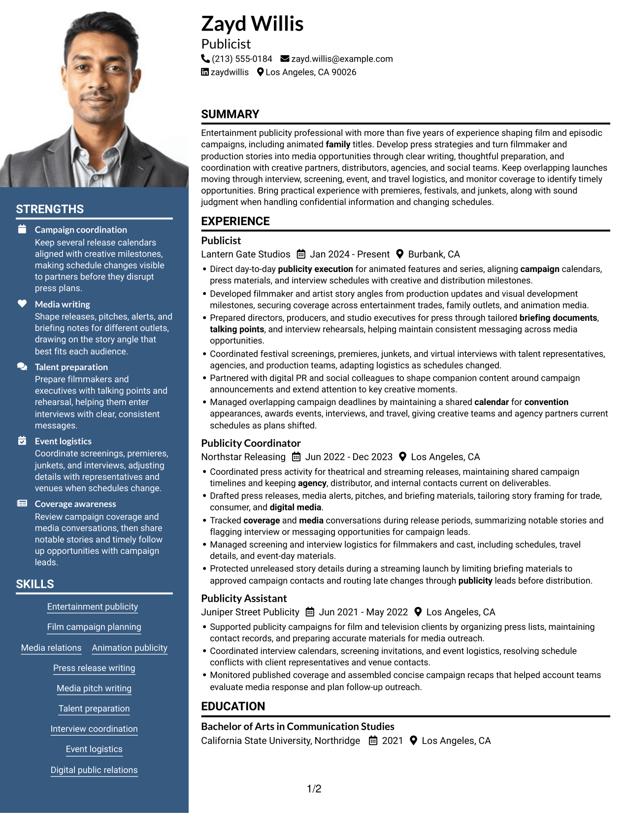 Resume example — page 1