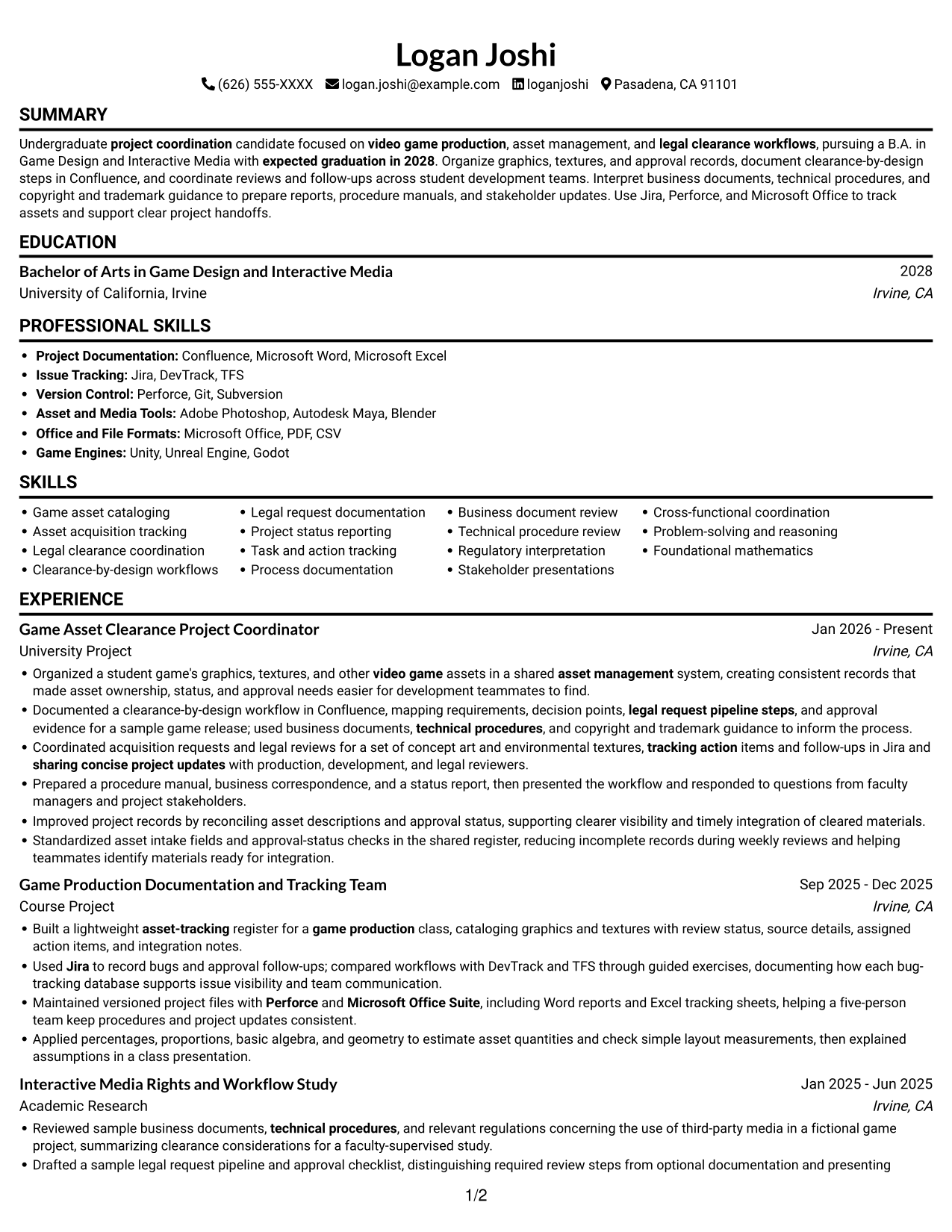 Resume example — page 1