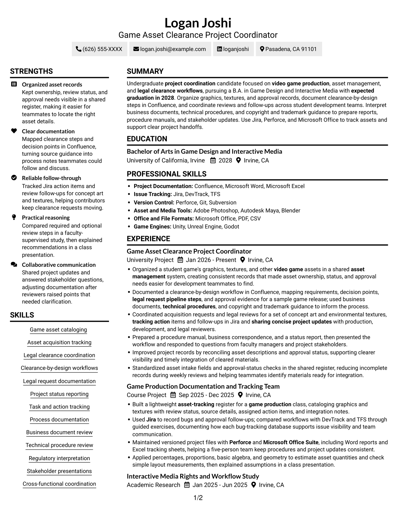 Resume example — page 1