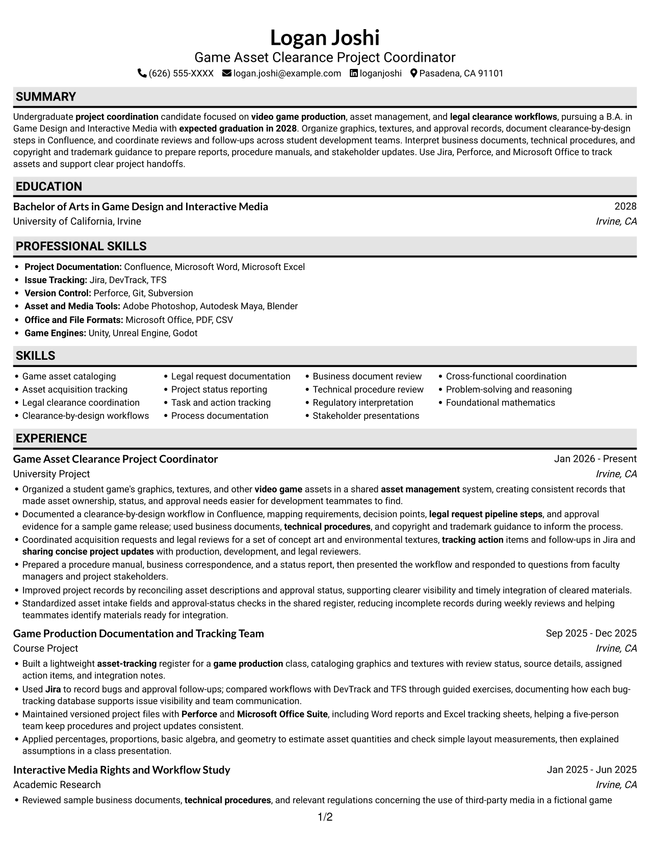 Resume example — page 1