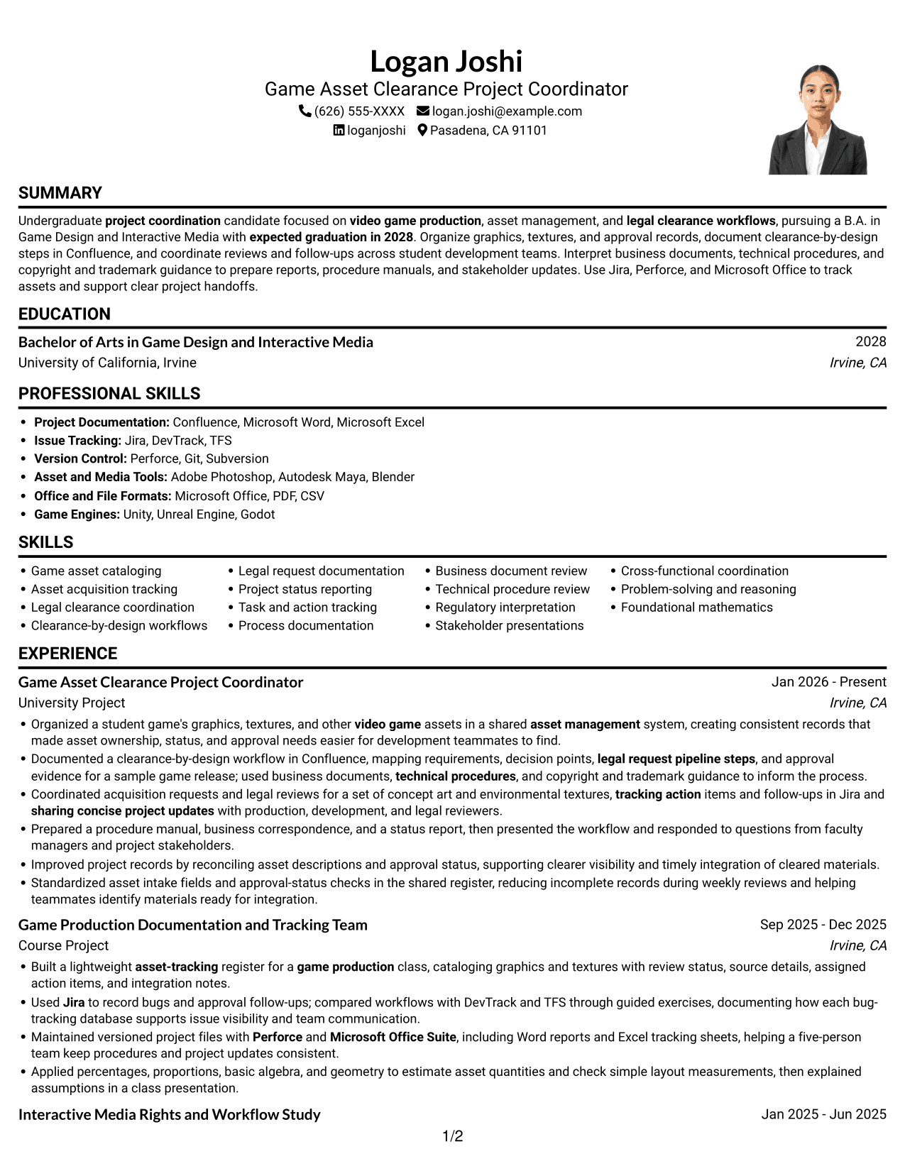 Resume example — page 1